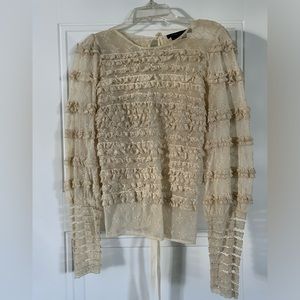 Pre Owned BCBG Max Azria Embroidered Lace Top SZ XS.